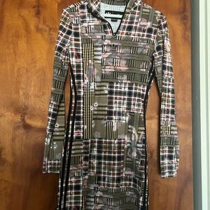 Adidas x Her Multicolor Madras Stretch Long Sleeve Dress